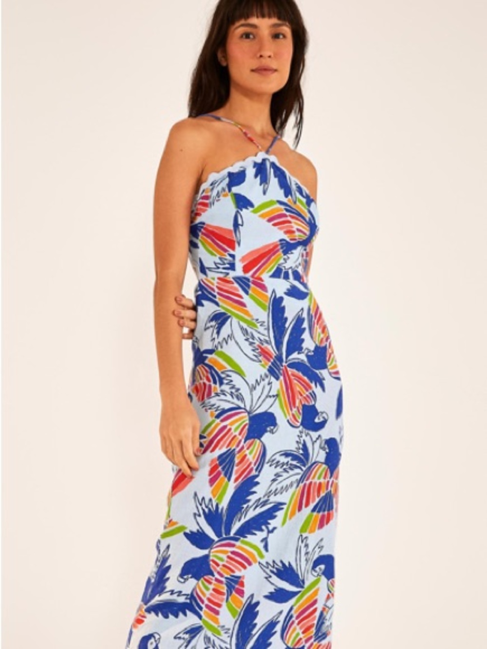 FARM Rio Blue Color Birds Maxi Dress
